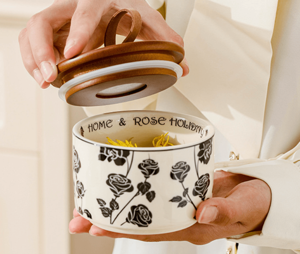 Keraminių indelių komplektas "Hepburn Black Rose" - Image 4