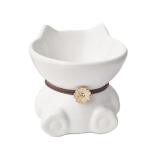 Keramikinis augintinio maisto dubenėlis puoštas gėle