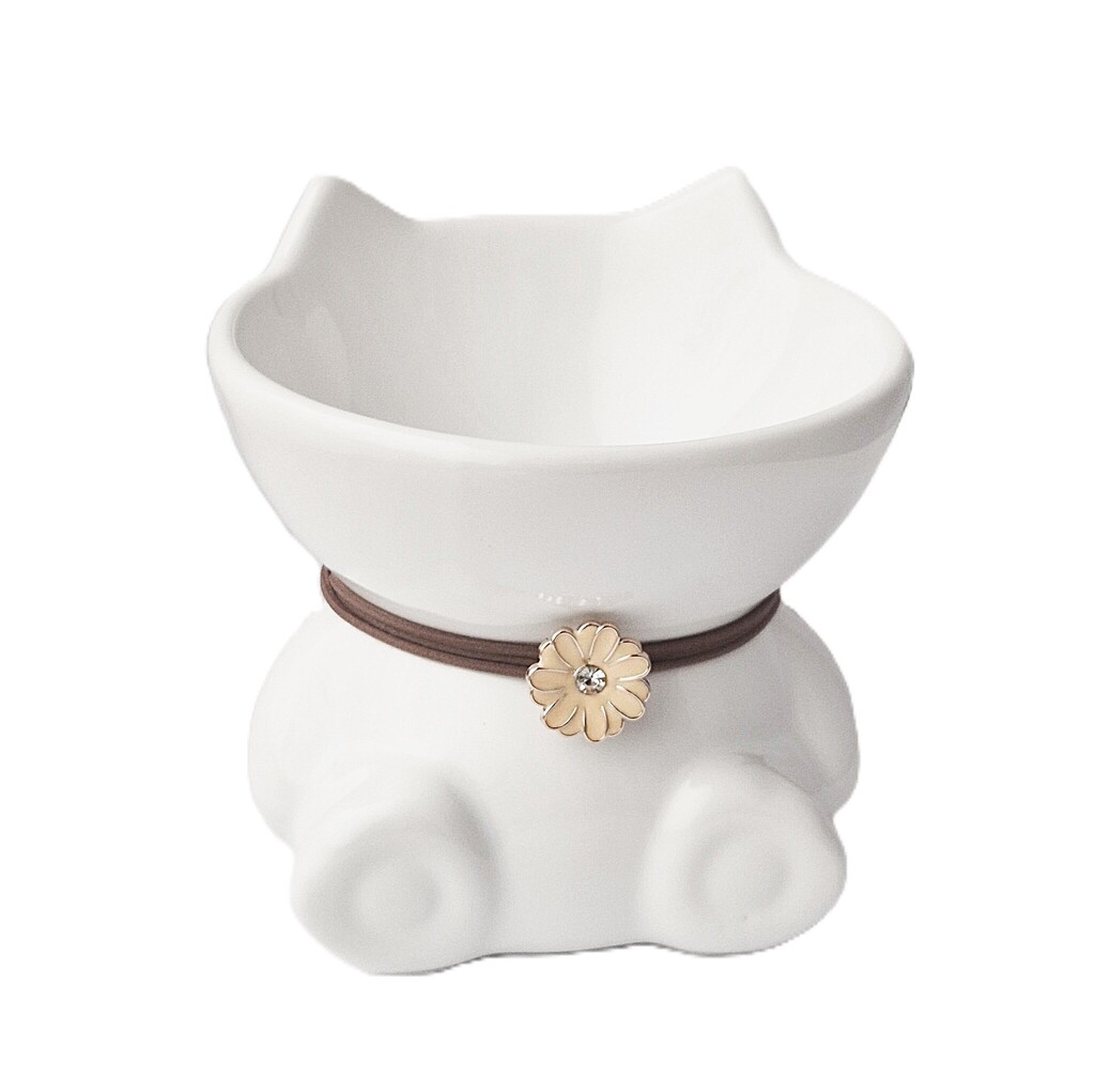 Keramikinis augintinio maisto dubenėlis puoštas gėle