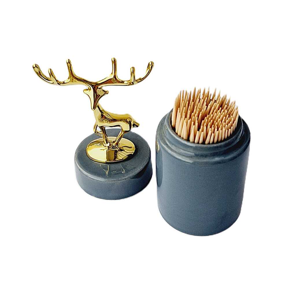 mėlynas dantų krapštukų indelis