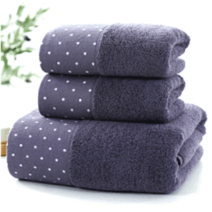 minkštų vonios rankšluosčių komplektas su taškeliais