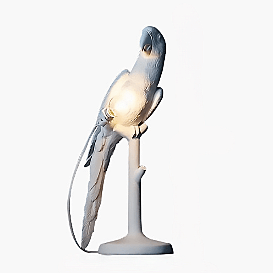 Stalo šviestuvas „Papūga“ su baltu pagrindu