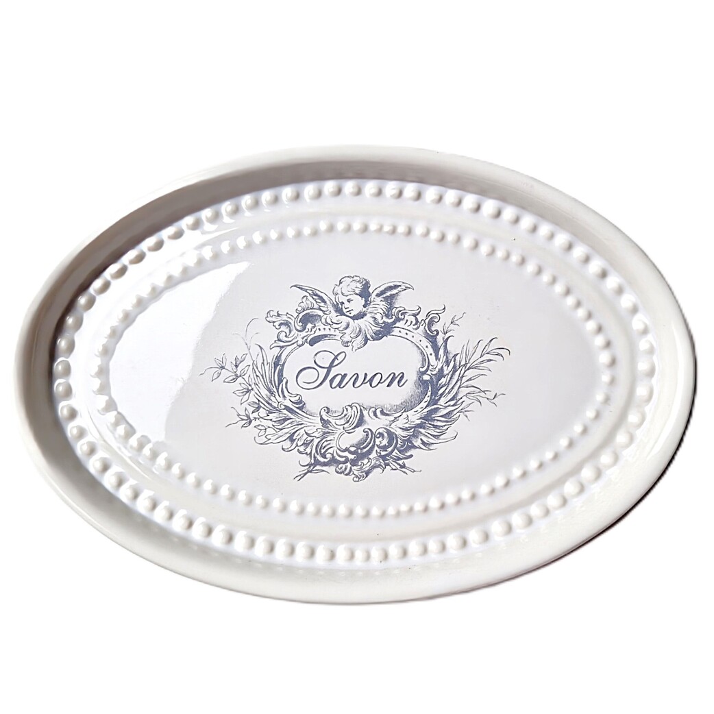 keraminė muilinė dekoruota pilku raštu