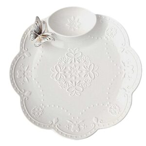 Apvalus porcelianinis padėklas su drugelio dekoru