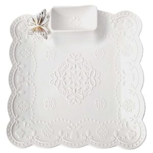 Porcelianinis padėklas su drugelio dekoru