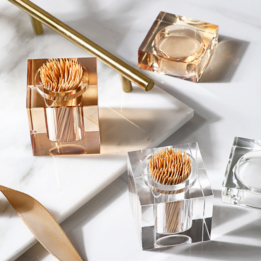 stikliniai dantų krapštukų indeliai crystal