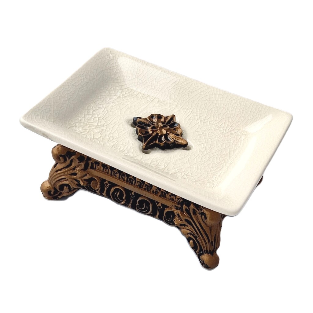 Keraminė muilinė su aukso detalėmis šonu