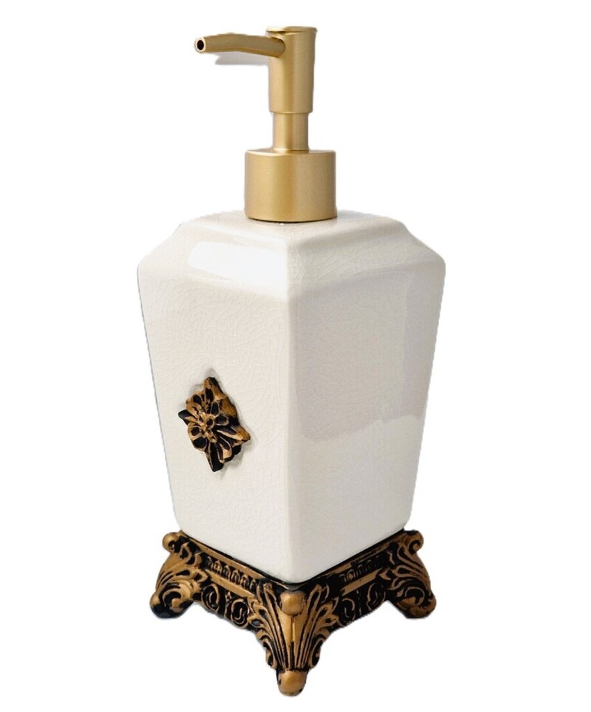 Keraminis muilo dozatorius su aukso detalėmis