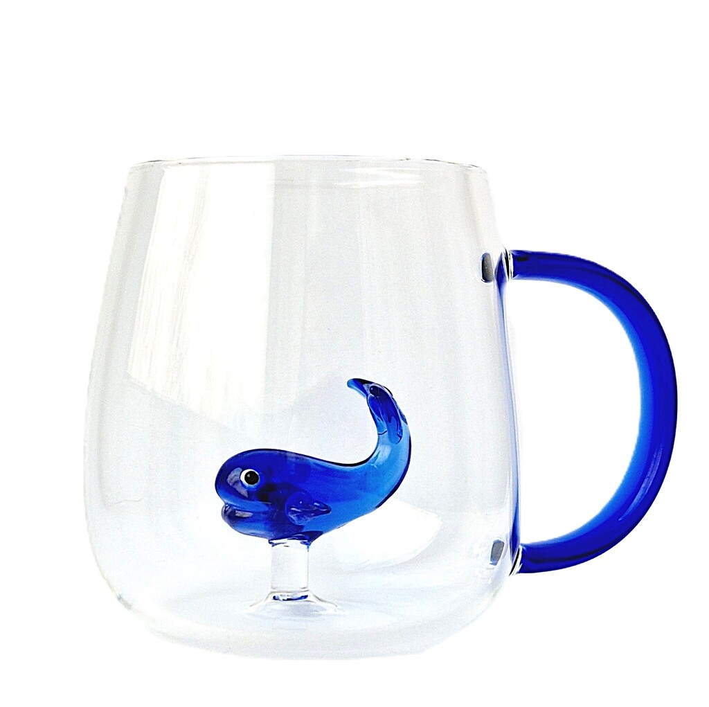 borosilikatinio stiklo puodelis banginis