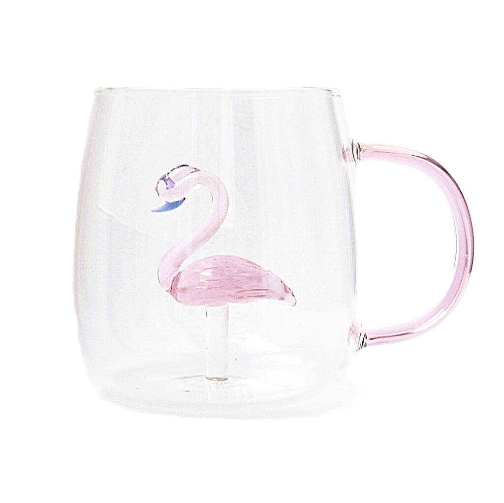borosilikatinis puodelis flamingas