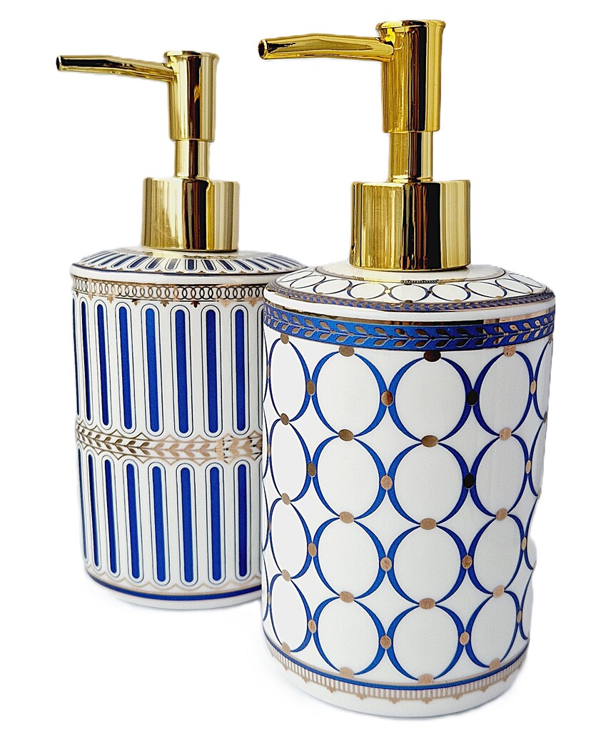 dekoruotas keraminis muilo dozatorius